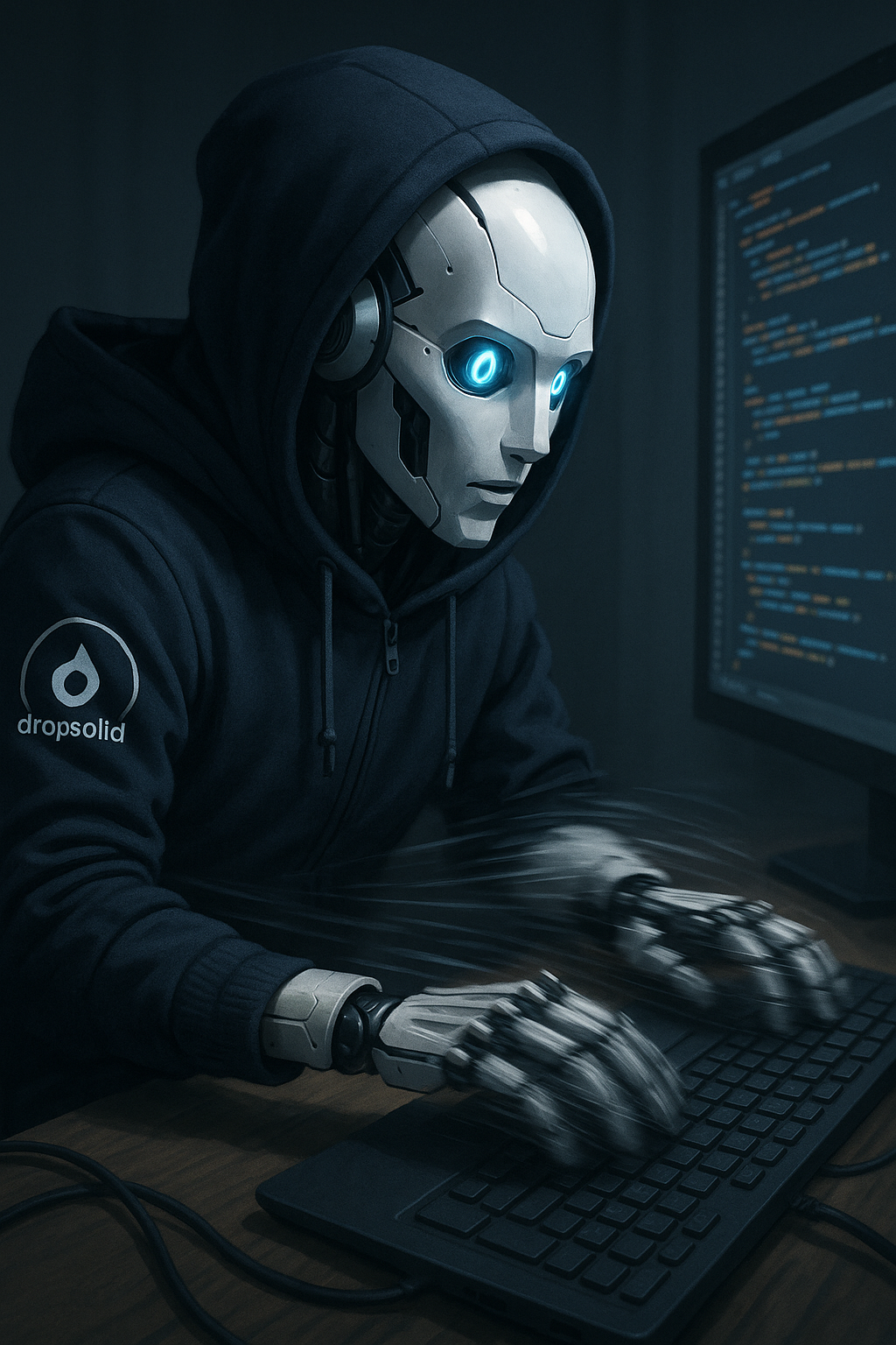 Feverishly typing robot
